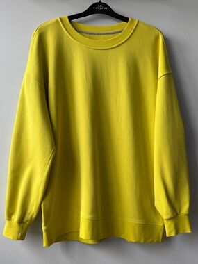 Lululemon Electric Neon Yellow Oversized Crewneck Sweatshirt Estimated Sz XL/XXL